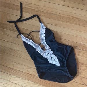 Black one piece swim suit